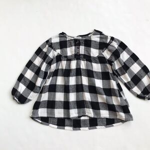 Old Navy black/white Buffalo plaid top/tunic EUC 4T